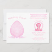 カスタムディノ水彩恐竜の女の子ベビーシャワー 招待状 (正面)