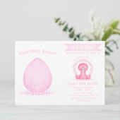 カスタムディノ水彩恐竜の女の子ベビーシャワー 招待状 (スタンド正面)