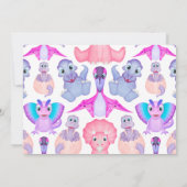 カスタムディノ水彩恐竜の女の子ベビーシャワー 招待状 (裏面)