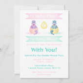 カスタムディノ水彩恐竜の性別を明らかにする 招待状 (正面)