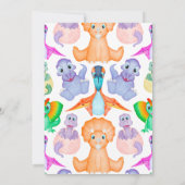 カスタムディノ水彩恐竜の性別を明らかにする 招待状 (裏面)