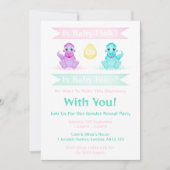 カスタムディノ水彩恐竜の性別を明らかにする 招待状 (正面)