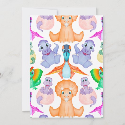 カスタムディノ水彩恐竜の性別を明らかにする 招待状 (裏面)