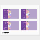 カスタムデイジーカラフルサンキューパープル 長方形シール (シート)