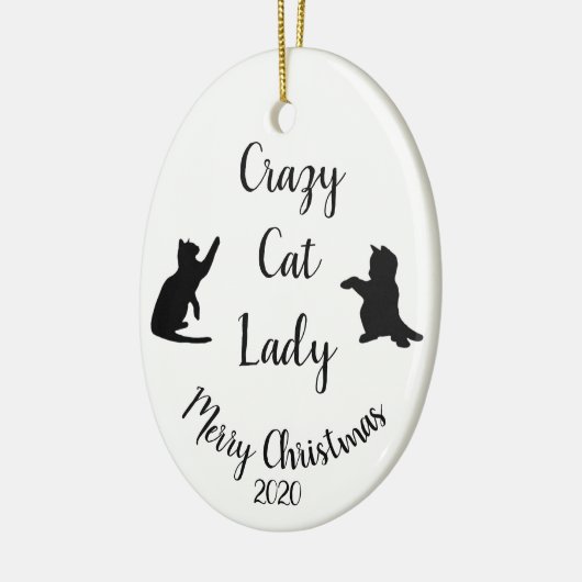 カスタムデイテッドおもしろいキャッ熱狂するトレディ セラミックオーナメント (左)