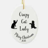 カスタムデイテッドおもしろいキャッ熱狂するトレディ セラミックオーナメント (裏面)