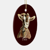 カスタムデイテッドかわいい水色ヤギ牧場動物 セラミックオーナメント (右)