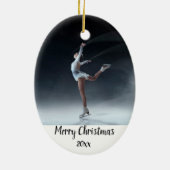 カスタムデイテッドスケートで滑るスケータースケートのクリスマス セラミックオーナメント (裏面)