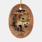 カスタムデイテッドリス動物の水の色動物アート セラミックオーナメント (正面)