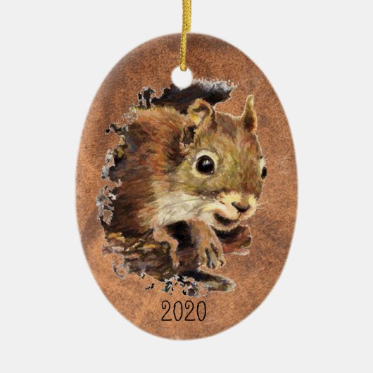 カスタムデイテッドリス動物の水の色動物アート セラミックオーナメント (正面)