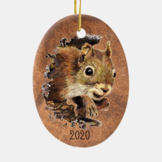 カスタムデイテッドリス動物の水の色動物アート セラミックオーナメント (裏面)