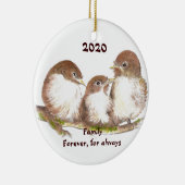 カスタムデイテッド家族永遠にかわいい鳥の家族 セラミックオーナメント (右)