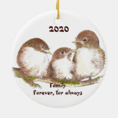 カスタムデイテッド家族永遠にかわいい鳥の家族 セラミックオーナメント (裏面)
