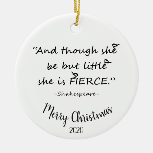 カスタムデイテッド小さいが激しい引用文 セラミックオーナメント (正面)