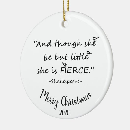 カスタムデイテッド小さいが激しい引用文 セラミックオーナメント (左)