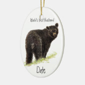 カスタムデイテッド最高のワールドズの夫の黒熊 セラミックオーナメント (左)