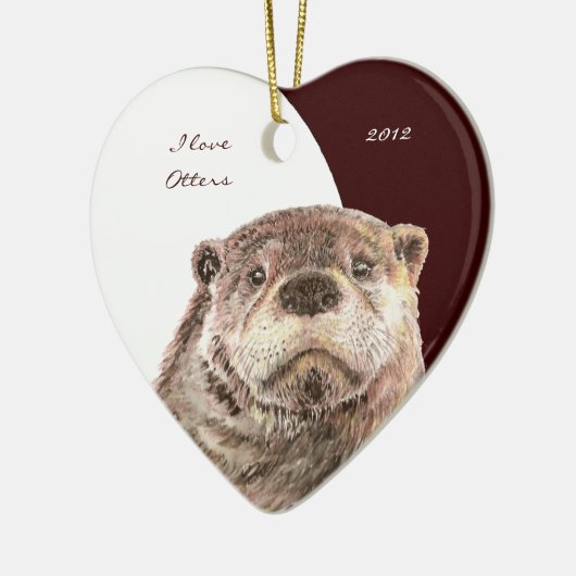 カスタムデイテッド水の色「私はカワウソを愛する」動物 セラミックオーナメント (左)