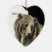 カスタムデイテッド水彩グリズリーベア動物 セラミックオーナメント (右)