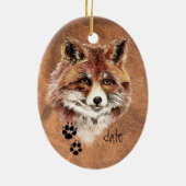 カスタムデイテッド赤いキツネトラック、水彩動物アート セラミックオーナメント (裏面)