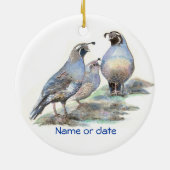 カスタムデイテッドCalifornia Quail Water Color Bird セラミックオーナメント (裏面)