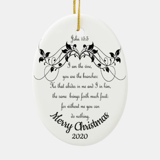 カスタムデイテッドChristmas Iはつる植物聖なる書物、 経典 セラミックオーナメント (裏面)