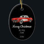 カスタムデイテッドChristmas Vintageカーソン セラミックオーナメント<br><div class="desc">ヴィンテージカスタムスポーツカーの息子のために日付</div>