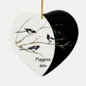 カスタムデイテッドMagpie家族の水色の鳥 セラミックオーナメント (裏面)