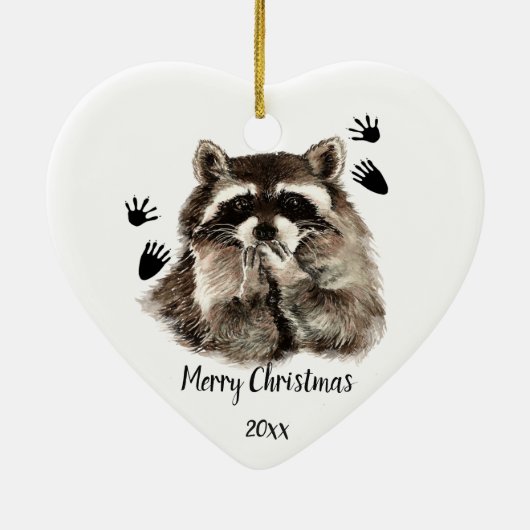 カスタムデイテッドRaccoonの吹キス、愛の動物 セラミックオーナメント (裏面)