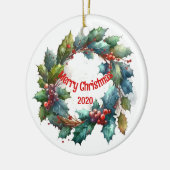 カスタムデイテッドVintageクリスマスウォーターリース セラミックオーナメント (左)