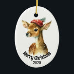 カスタムデイテッドVintage Christmas Deer Animal Art セラミックオーナメント<br><div class="desc">こののメリークリスマスをカスタムお願いしたい水彩ヴィンテージクリスマスディアアニマルアート</div>
