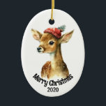カスタムデイテッドVintage Christmas Deer Animal Art セラミックオーナメント<br><div class="desc">こののメリークリスマスをカスタムお願いしたい水彩ヴィンテージクリスマスディアアニマルアート</div>