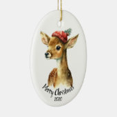カスタムデイテッドVintage Christmas Deer Animal Art セラミックオーナメント (右)