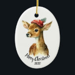 カスタムデイテッドVintage Christmas Deer Animal Art セラミックオーナメント<br><div class="desc">こののメリークリスマスをカスタムお願いしたい水彩ヴィンテージクリスマスディアアニマルアート</div>