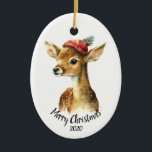 カスタムデイテッドVintage Christmas Deer Animal Art セラミックオーナメント<br><div class="desc">こののメリークリスマスをカスタムお願いしたい水彩ヴィンテージクリスマスディアアニマルアート</div>