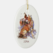 カスタムデイトウォーターカラーハウリングコヨーテスアニマルサー セラミックオーナメント (右)