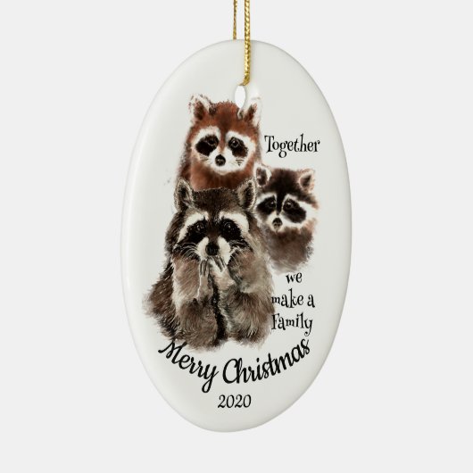 カスタムデイトクリスマスおもしろいファミリーラクーン引用文 セラミックオーナメント (右)