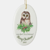 カスタムデイトクリスマスおもしろいフクロウ引用文 セラミックオーナメント (右)