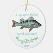 カスタムデイトクリスマスおもしろい魚釣り引用文 セラミックオーナメント (左)