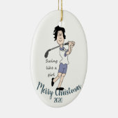 カスタムデイトクリスマスウィメンズゴルフ引用文 セラミックオーナメント (右)
