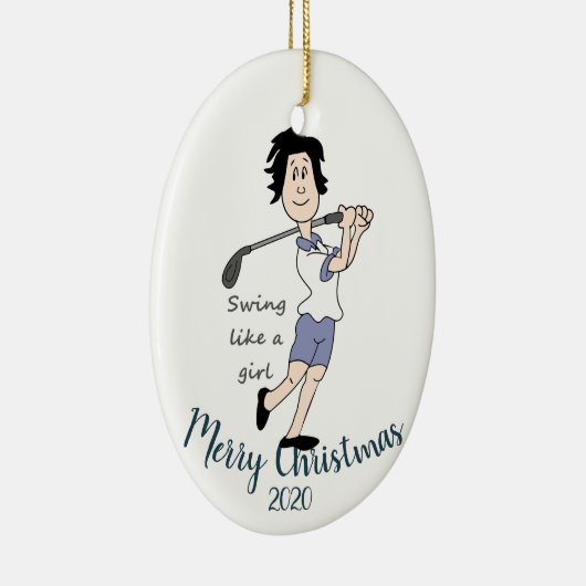 カスタムデイトクリスマスウィメンズゴルフ引用文 セラミックオーナメント (右)