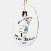 カスタムデイトクリスマスウィメンズゴルフ引用文 セラミックオーナメント (左)