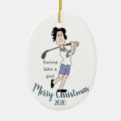 カスタムデイトクリスマスウィメンズゴルフ引用文 セラミックオーナメント (正面)