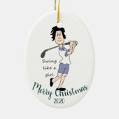 カスタムデイトクリスマスウィメンズゴルフ引用文 セラミックオーナメント (裏面)