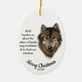 カスタムデイトクリスマスウォーターカラーウルフトーテムアート セラミックオーナメント (正面)