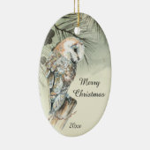 カスタムデイトクリスマスウォーターカラーバーンドウル セラミックオーナメント (右)