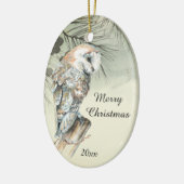 カスタムデイトクリスマスウォーターカラーバーンドウル セラミックオーナメント (左)