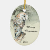 カスタムデイトクリスマスウォーターカラーバーンドウル セラミックオーナメント (正面)