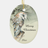 カスタムデイトクリスマスウォーターカラーバーンドウル セラミックオーナメント (裏面)