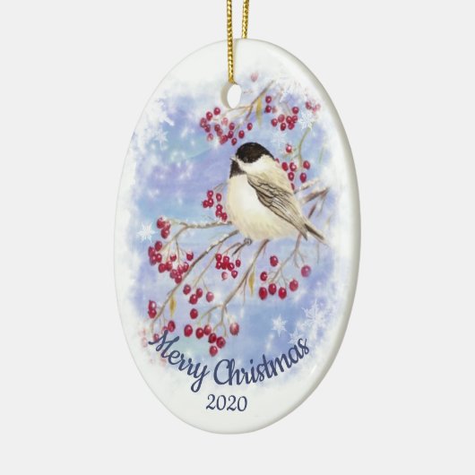 カスタムデイトクリスマスウォーター色の冬《鳥》アメリカゴガラ セラミックオーナメント (左)