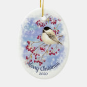 カスタムデイトクリスマスウォーター色の冬《鳥》アメリカゴガラ セラミックオーナメント (裏面)